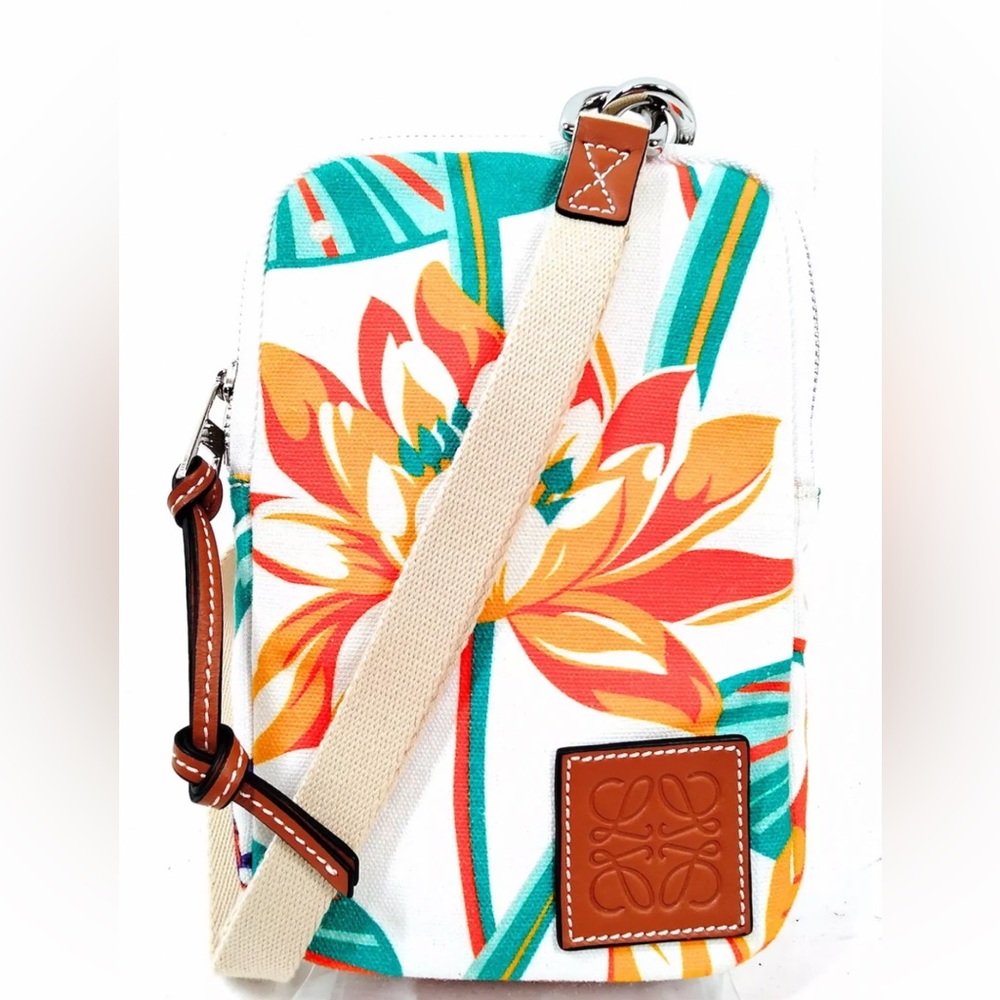 Loewe Paula’s Ibiza Rare floral shoulder cross body bag canvas & Leather